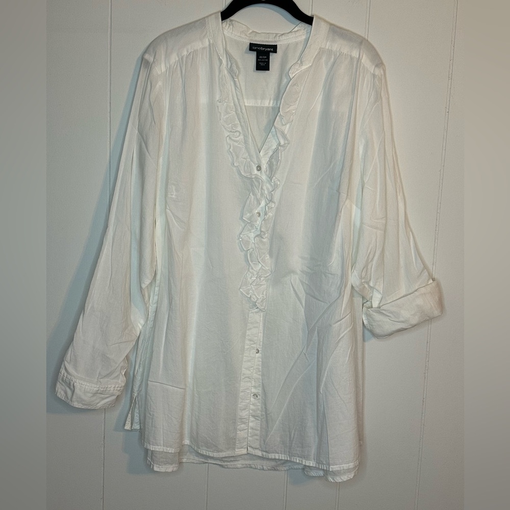 Lane Bryant white button-up shirt with rolled sleeves size 22/24